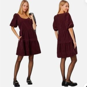 Madewell mulberry tiered corduroy mini dress XXS